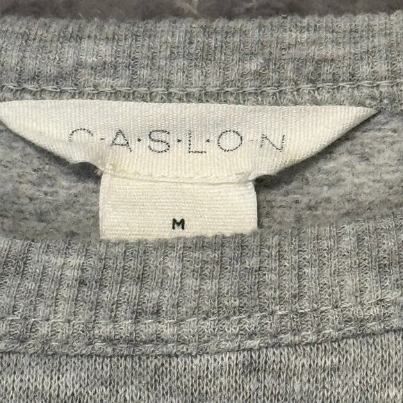 Caslon Crew Neck Pullover Valentine's Sweatshirt Women M Embellished Hearts Gray - Picture 4 of 6